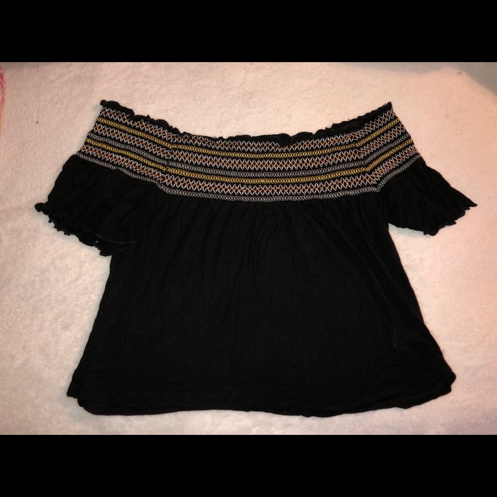 Black off the shoulder shirt